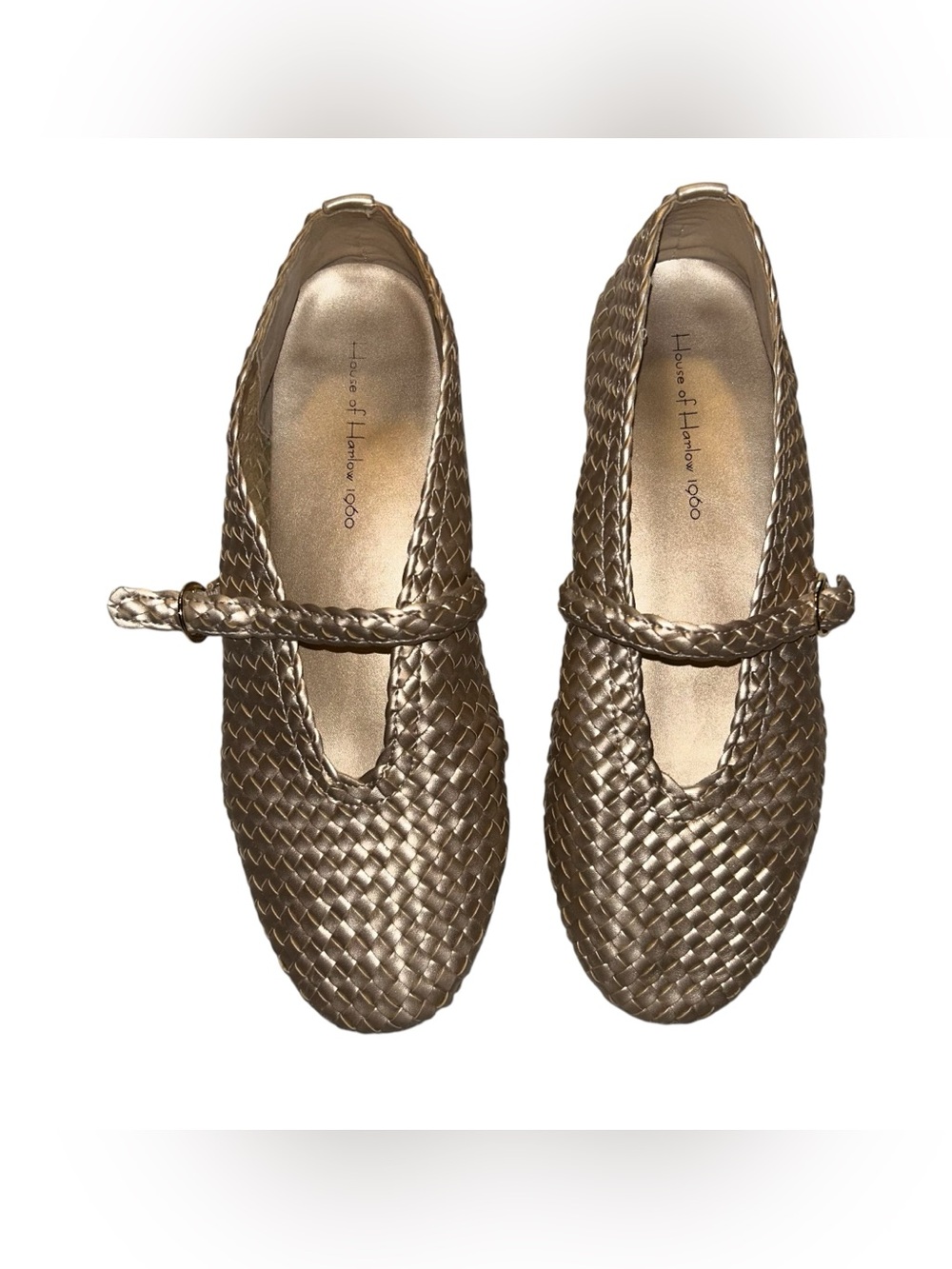 House of Harlow 1960 Woven Mary Jane Ballet Flats Bistro Gold Women’s 8.5